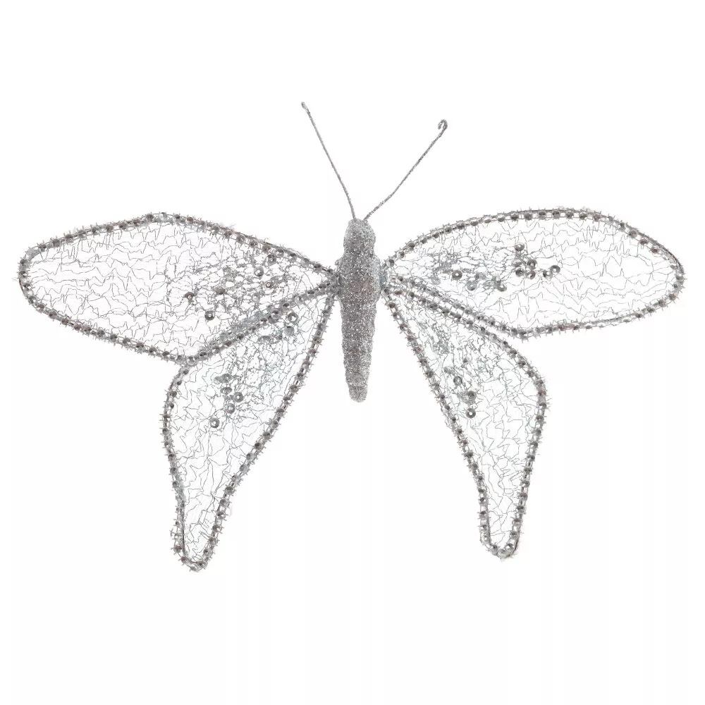 Изделие декоративное Бабочка серебро 26х2,5х20см арт.791119 по цене 