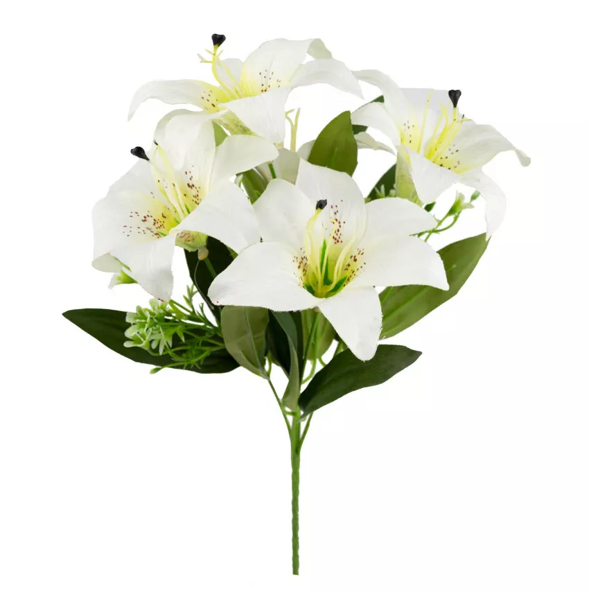 Цветок искусственный Лилия на вставке 34см, белый по цене 
