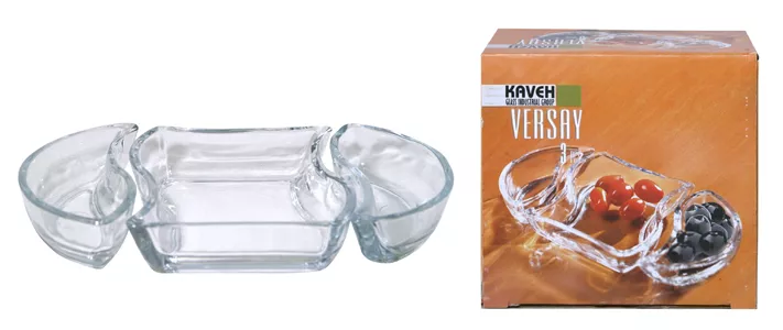 Менажница Версай 3-х секционная 22х12х3см, стекло арт.PD1066GCL по цене 