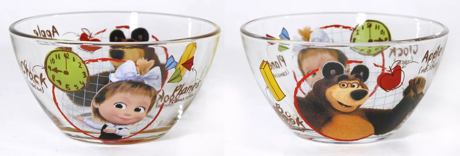 Салатник Маша и Медведь. Школа 13см, стекло арт.ММС130-4 по цене 