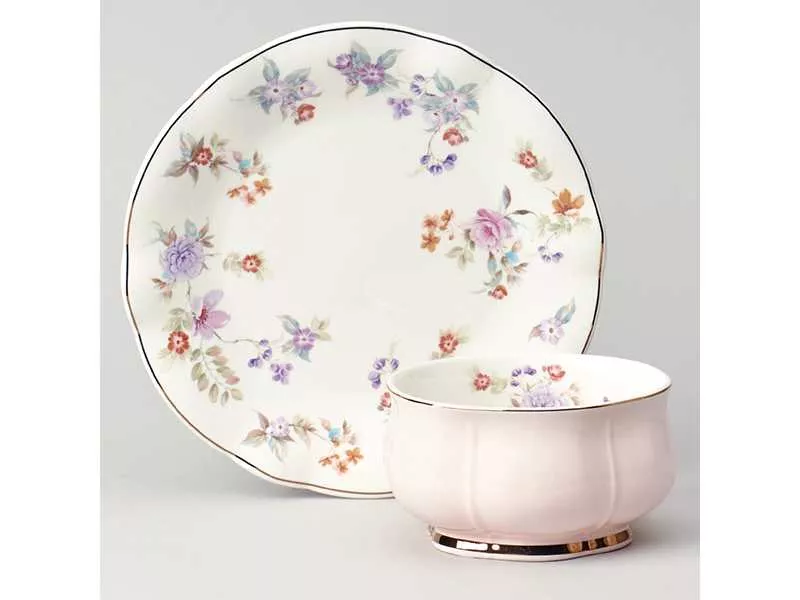 Набор для завтрака Лефард Времена года 2пр 440мл розовый, фарфор арт.42-562 по цене 