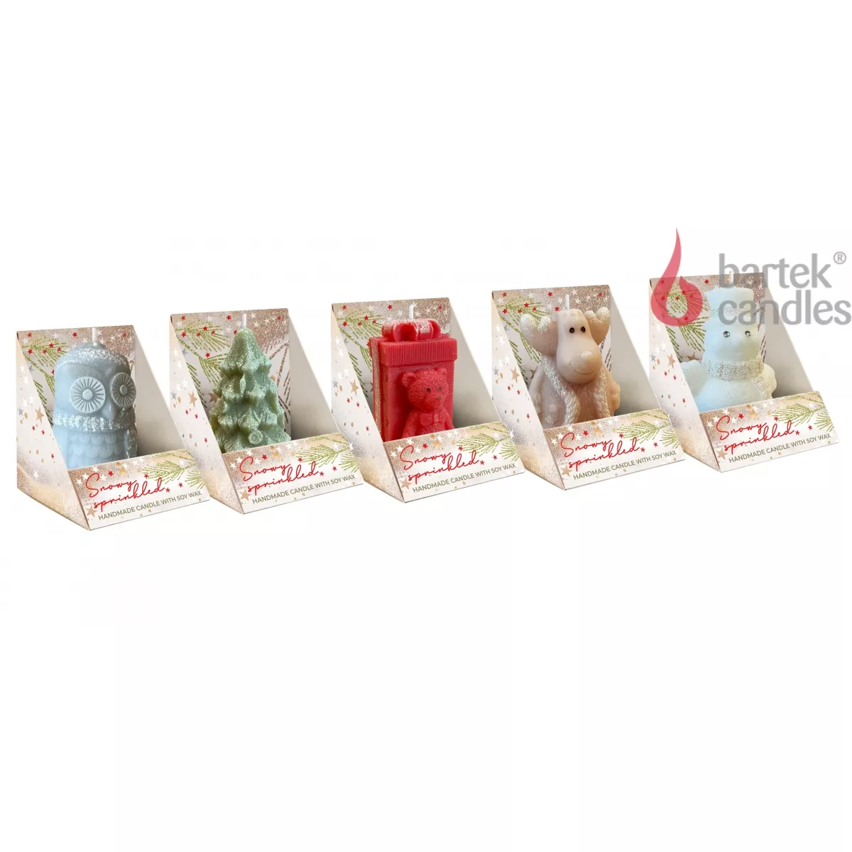 Свеча Заснеженная фигурка микс с соевым воском 7см по цене 