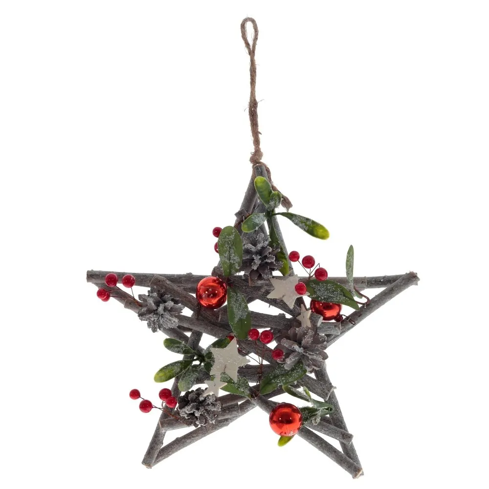 Изделие декоративное Звезда подвесная красная 30х8см по цене 