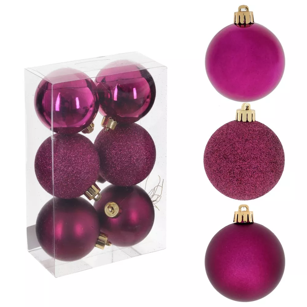 Украшение новогоднее Шар Блеск, фиолетовый набор из 6шт, 6х6х8см по цене 