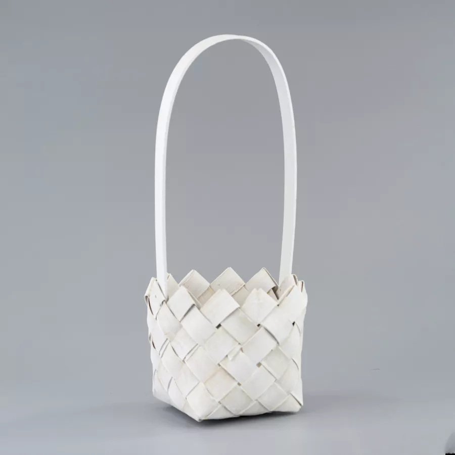 Корзина плетеная 13x32см белый, древесная щепа по цене 