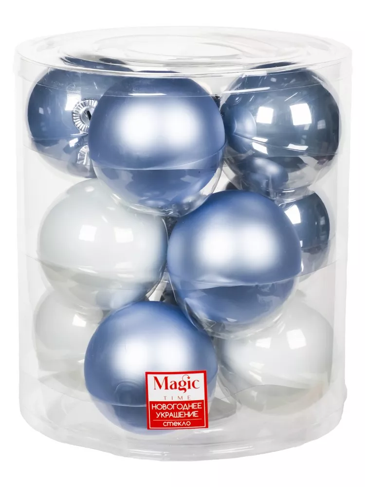 Украшение новогоднее Шар набор из 12шт 8см стекло арт.90763 по цене 