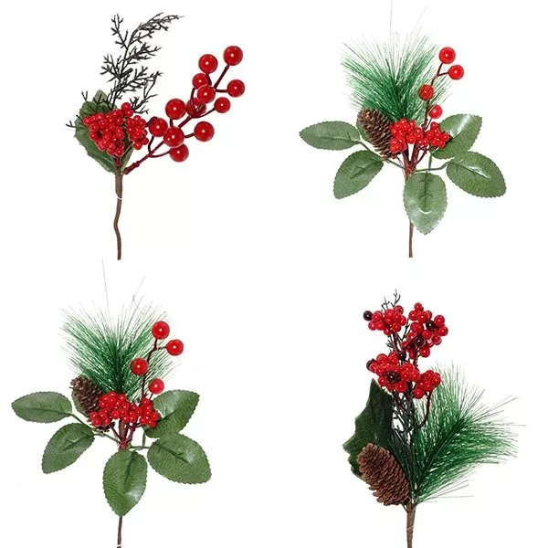 Изделие декоративное Ветка с красными ягодами 12х8х22см полимерные материалы, металл арт.263629 по цене 