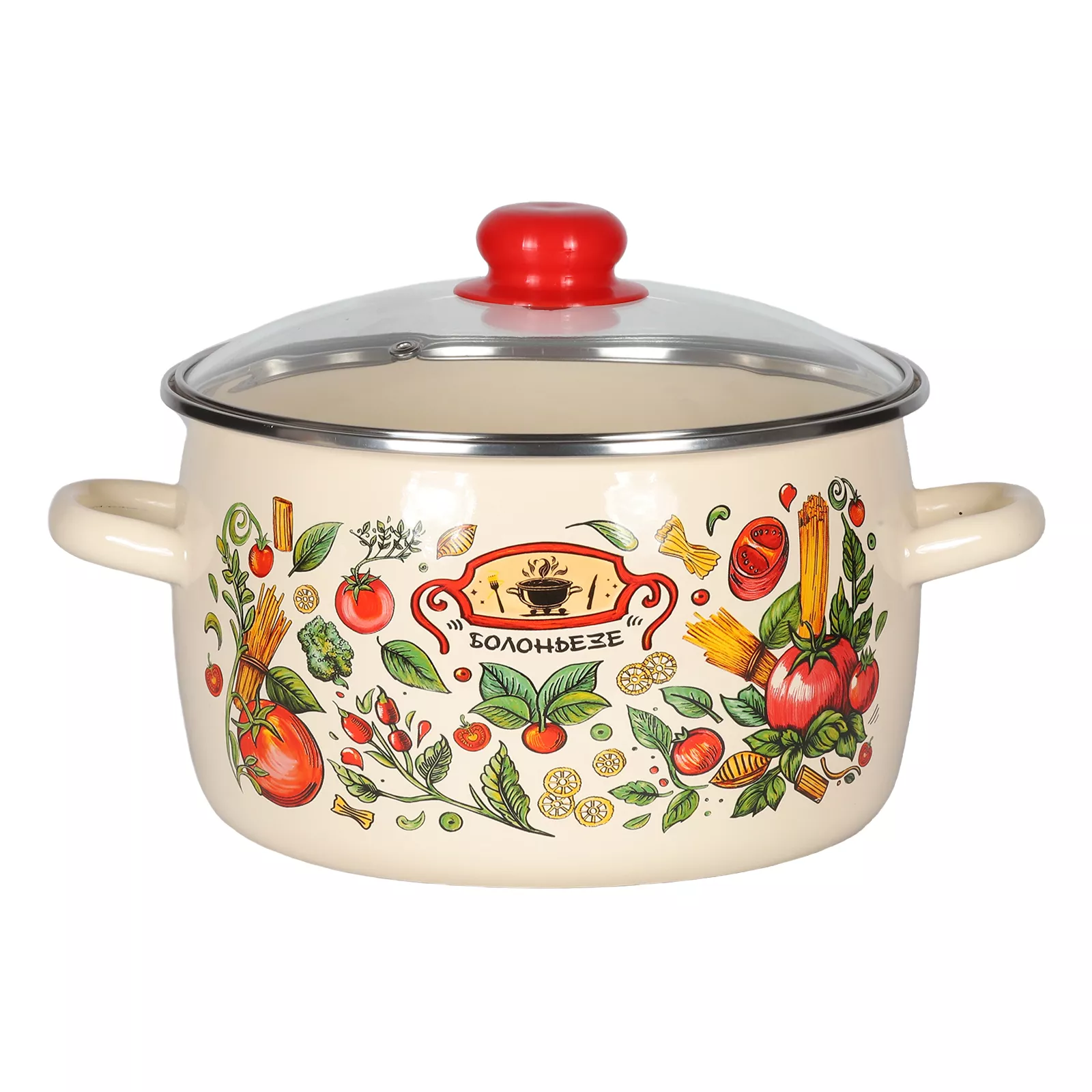 Кастрюля эмал сфер Болоньезе 5,5л ТМ Аппетит, сталь+эмаль арт.1RC221S по цене 