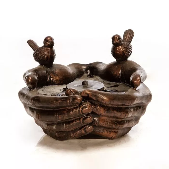Фонтан Ладони с птичкой, полистоун 37x27x38см арт.FS08505 по цене 