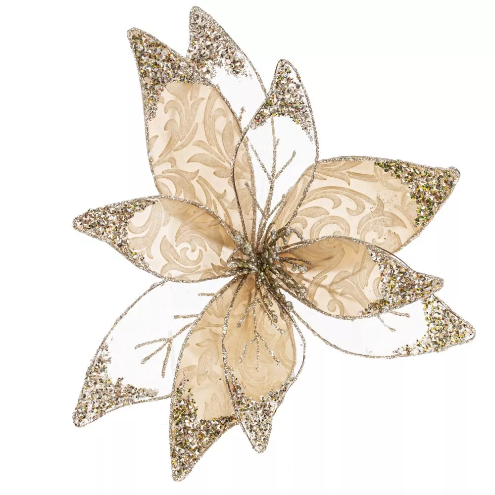 Цветок искусственный Пуансеттия 30х10х30см полимерные материалы, металл арт.793136 по цене 