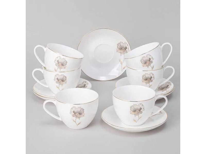 Набор чайный Лефард Вдохновение Золотой цветок на 6пер 12пр 260мл, фарфор арт.422-124 по цене 