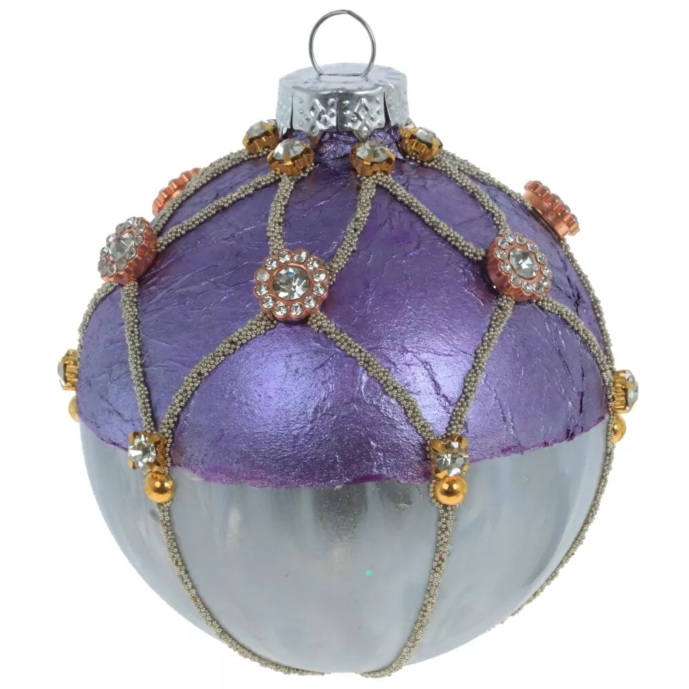 Украшение новогоднее Шар фиолетовый сетка  8х8х10см по цене 