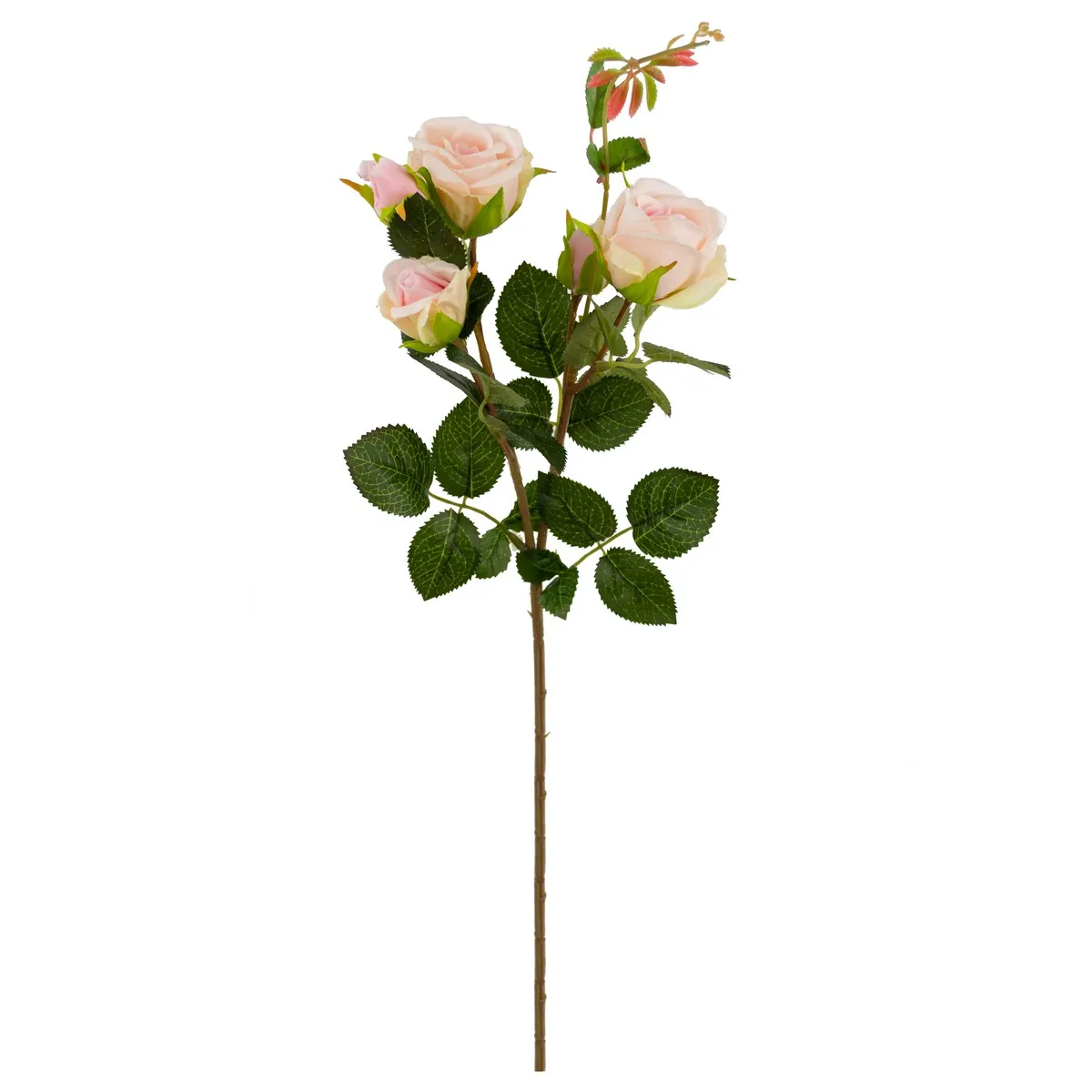Цветок искусственный Роза кустовая 49см, светло-розовый по цене 