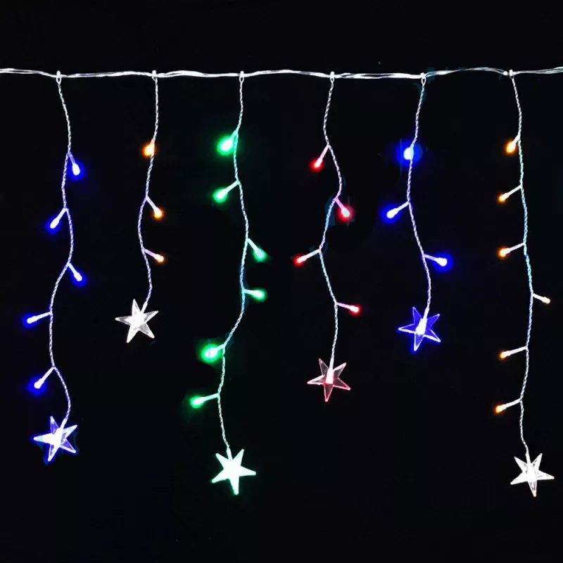 Гирлянда Бахрома 100 светодиодов 18 нитей с насадками цвет мульти, 170х50см по цене 