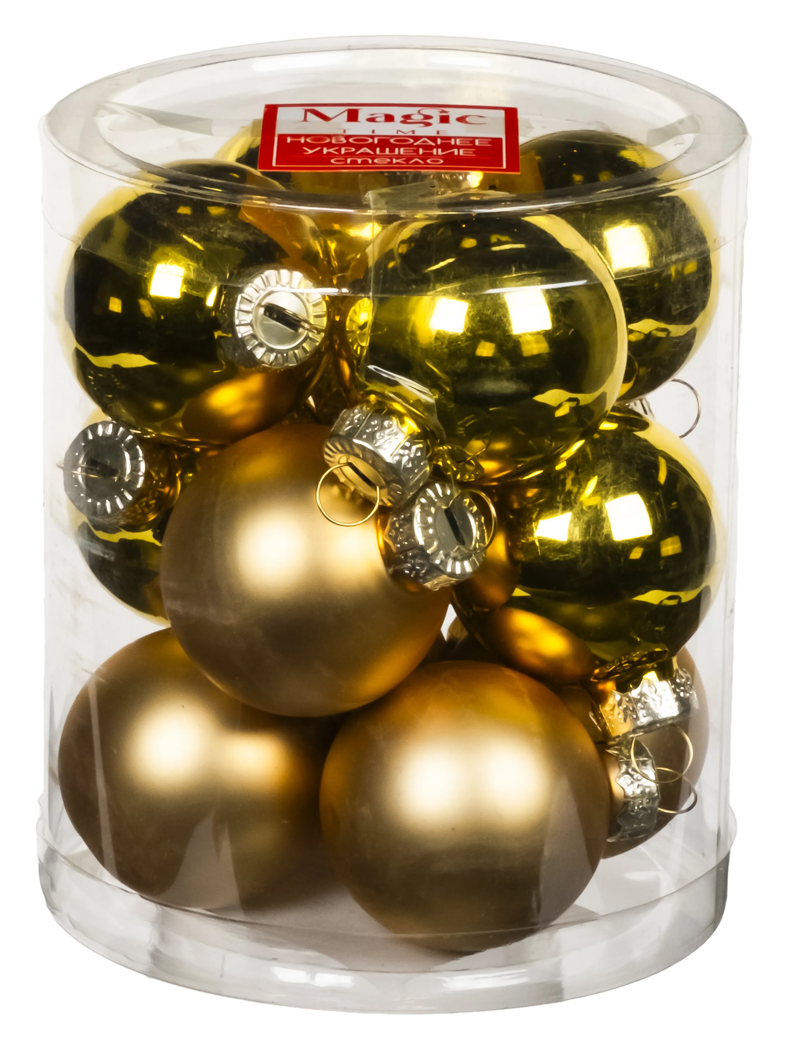 Украшение новогоднее Шар золото набор 12шт 4x4x4см, стекло арт.92663 по цене 