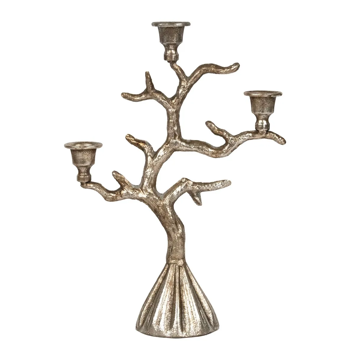 Подсвечник для 3 свечей 25x10x35см серебряный, металл по цене 