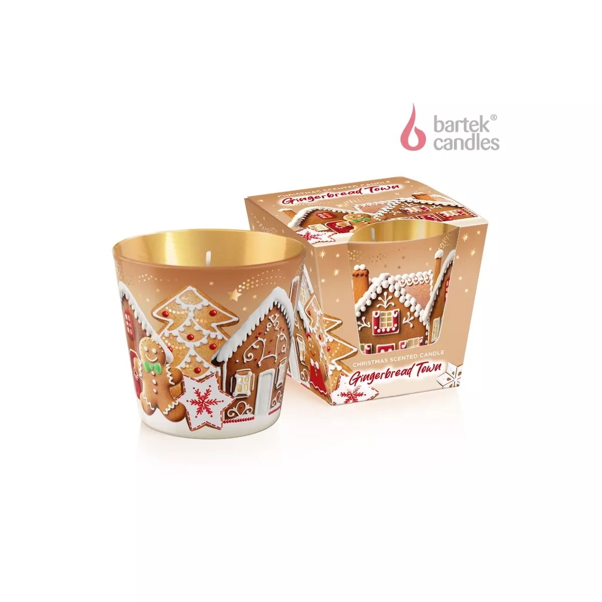 Свеча ароматизированная в стакане Бартек Пряничный городок 115гр по цене 