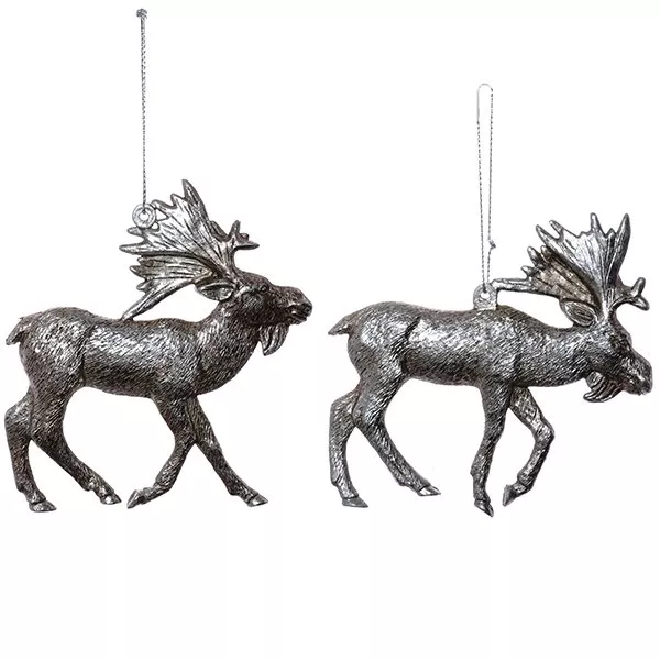 Украшение новогоднее Лось серебро 10,5/11х1х11см, 2в. по цене 