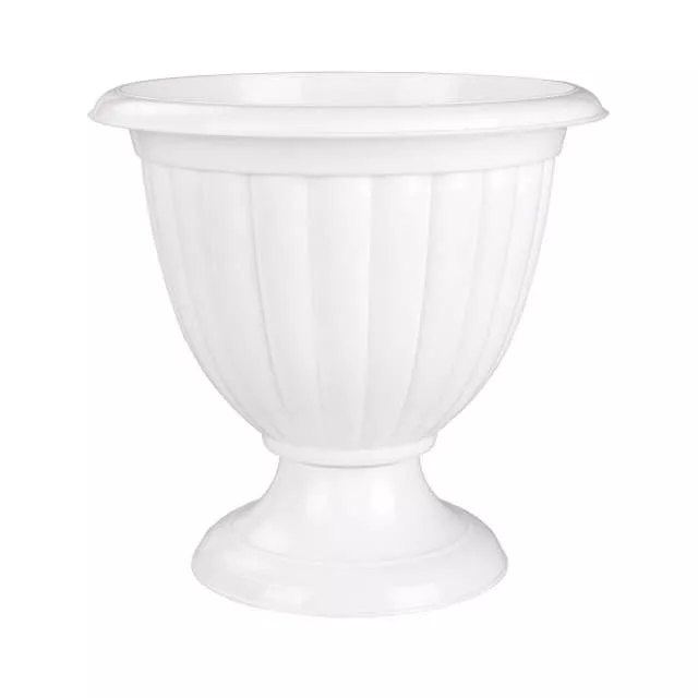 Вазон на ножке АЛЬТЕРНАТИВА Жасмин пластик d-38см h-36см V-12л белый по цене 