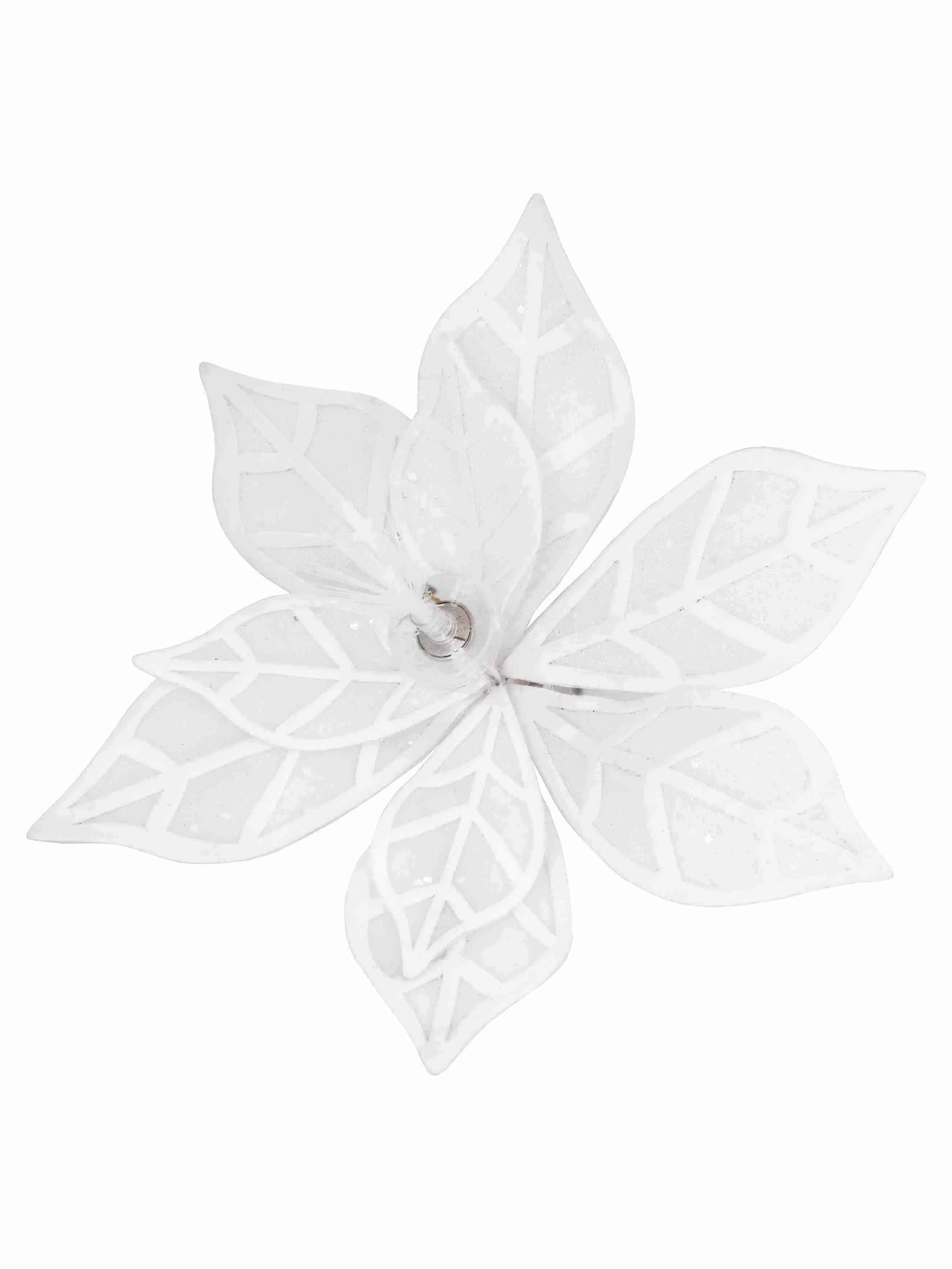 Украшение елочное Цветок на клипсе со светодиодной подсветкой, теплый белый 28х28х18см арт.92406 по цене 