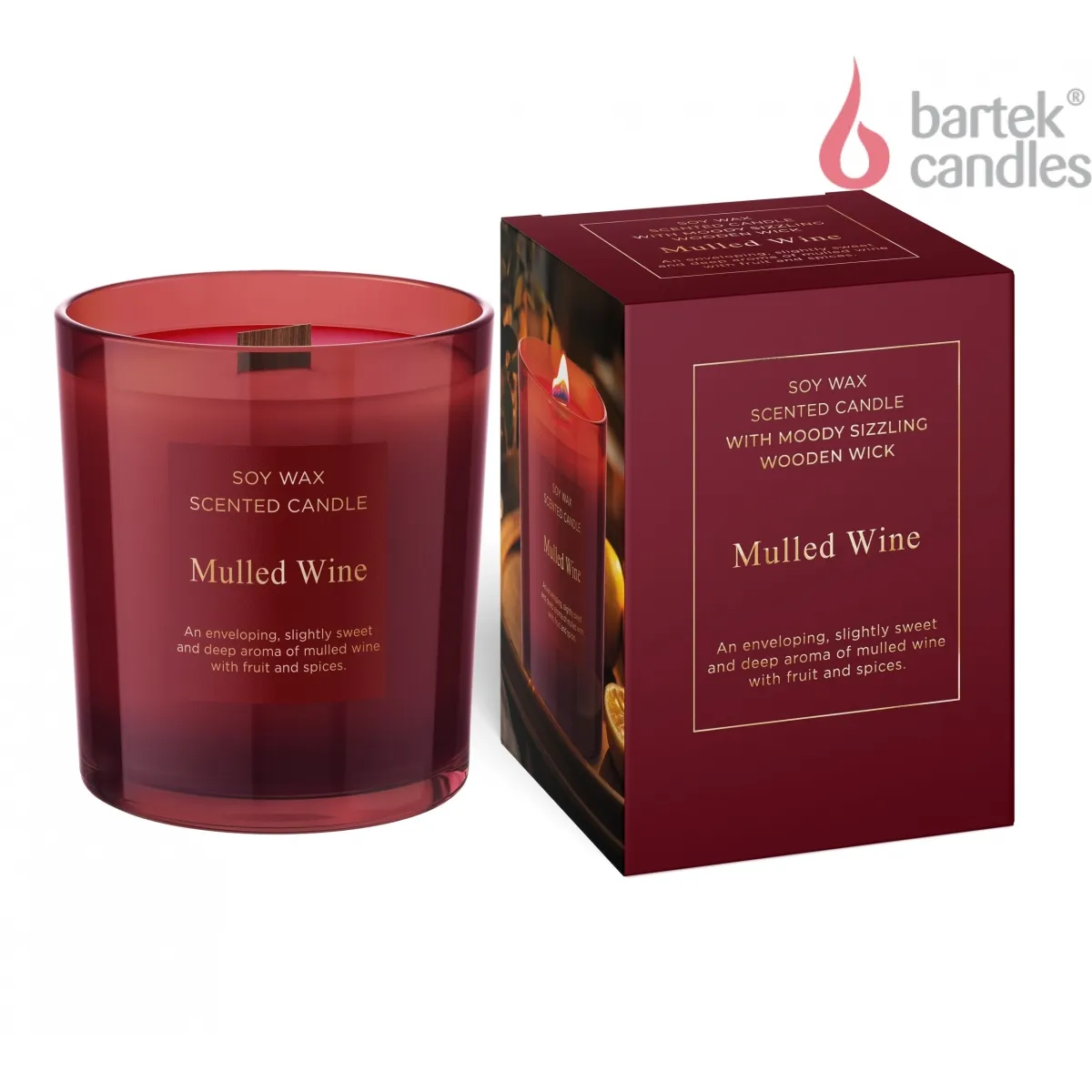 Свеча ароматизированная в стакане Глинтвейн с дер фитилем 240гр по цене 