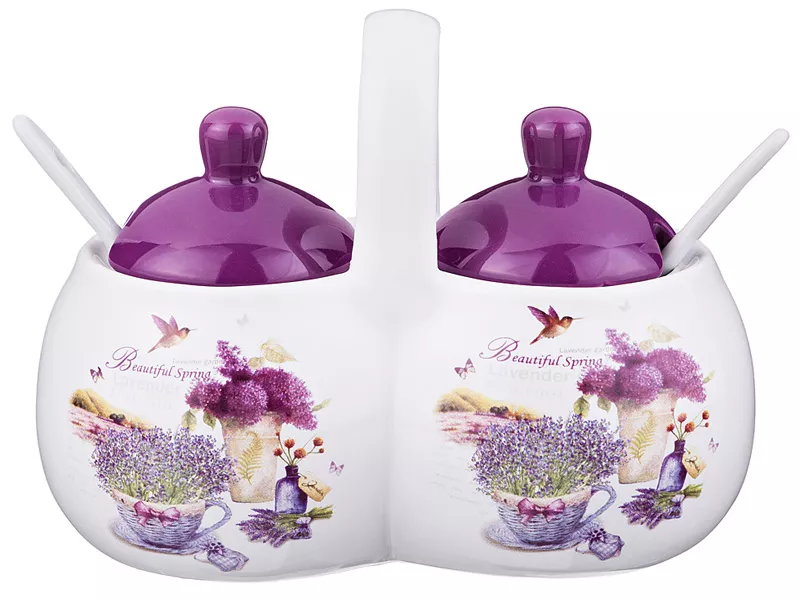 Банка Агнесс 2 секции Агнесс Лавандовая весна 320мл, керамика арт.358-1336 по цене 