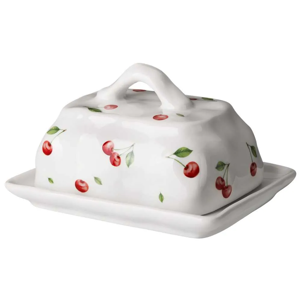 Масленка Лефард Вишня 17,5x12,5x9,5см, керамика арт.358-2354 по цене 