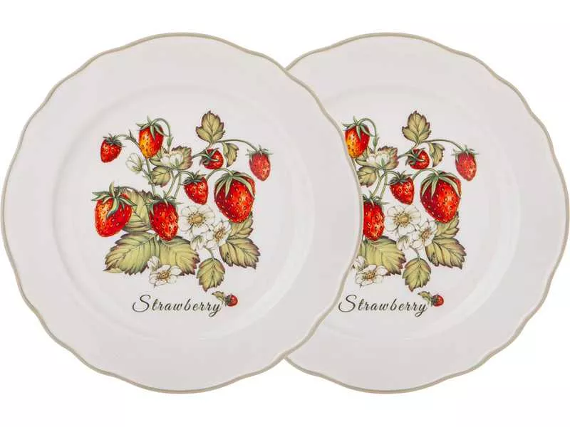 Набор тарелок закусочных Лефард Клубничка 20,5см 2шт фарфор арт.85-1893 по цене 