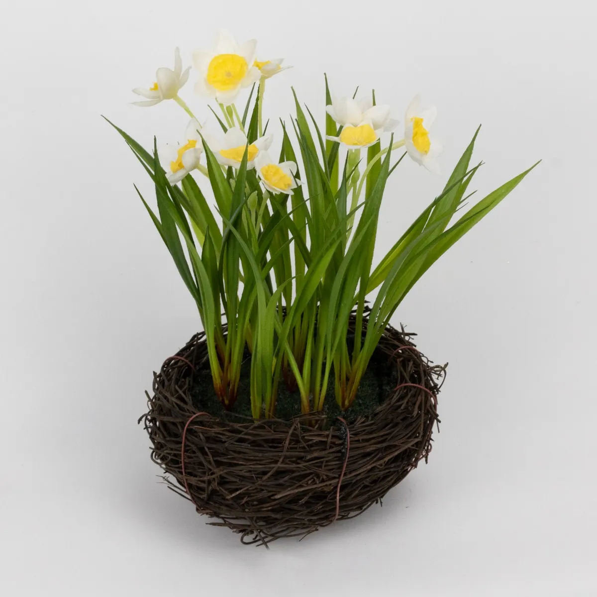 Цветок искусственный Нарциссы в кашпо 12х12х27см, белый по цене 