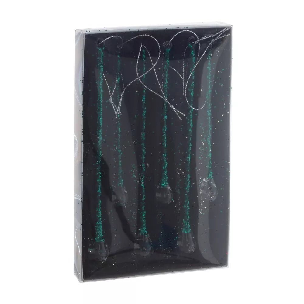 Украшение новогоднее Сосулька набор из 6-ти шт 2х2х20,5см, стекло арт.805825 по цене 