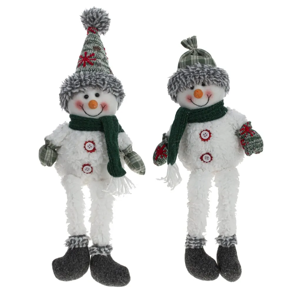 Игрушка набивная Снеговик в зеленом шарфе 13х7х45см арт.792842 по цене 