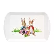 Поднос Мармитон Семейка зайцев сервировочный пластик 39х24,5х3см по цене 