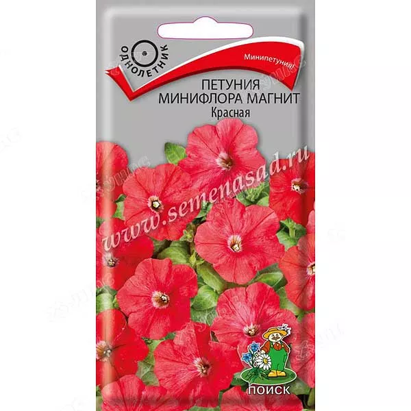 Семена петуния минифлора Магнит Красная с прожилками 10шт Поиск 