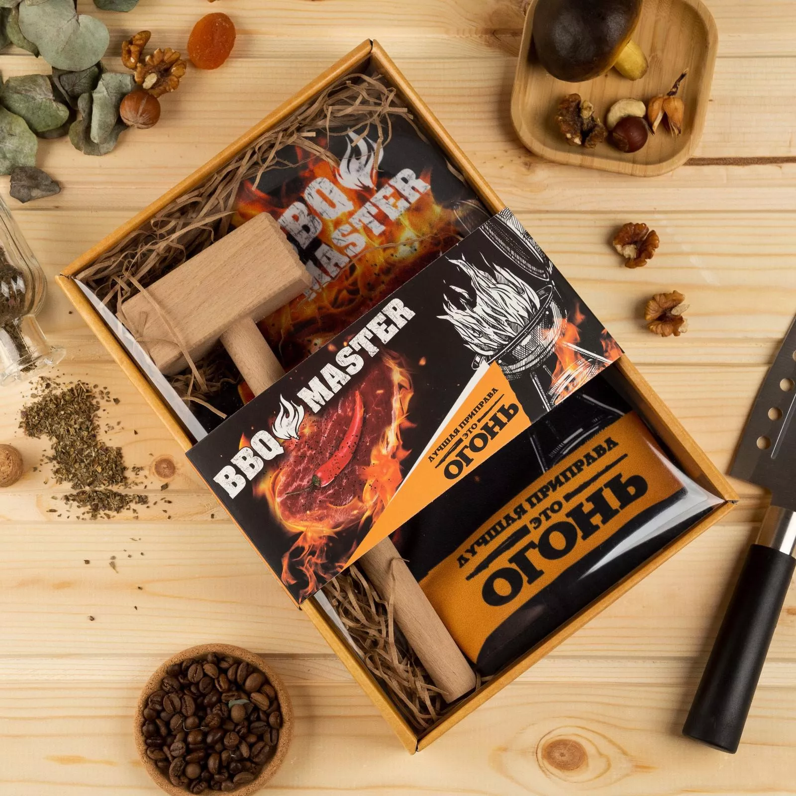 Кух.набор Мастер барбекю: варежка-прихватка 20х28см, молоток деревян арт.4654920 по цене 