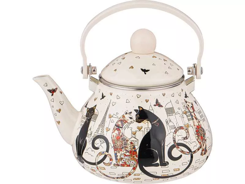 Чайник Парижские коты эмаль со съемным фильтром 1,3л арт.934-390 по цене 