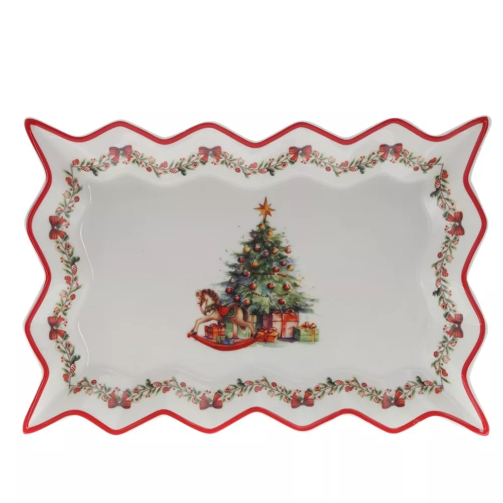 Блюдо Елочка с лошадкой-качалкой 25х17х3см, фарфор арт.826298 по цене 