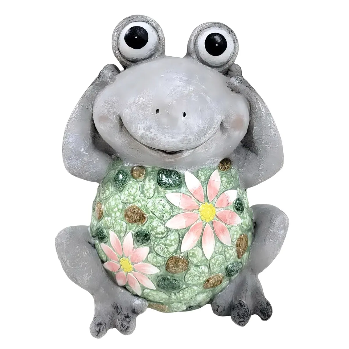 Фигура садовая Лягушка 35x27,5x19см серый/зеленый, магнезия по цене 