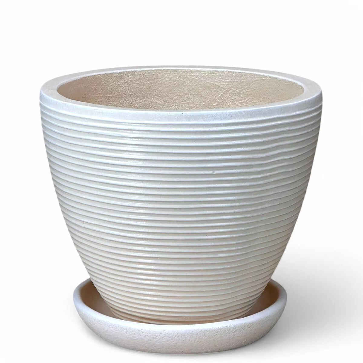 Горшок с поддоном Полоски 30л 35х41см слон.кость, композитный бетон арт.714063 по цене 