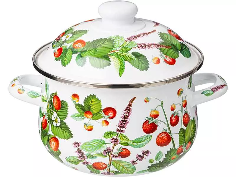 Кастрюля Агнесс с крышкой эмаль зеленый 18х11см 2л арт.934-561 по цене 