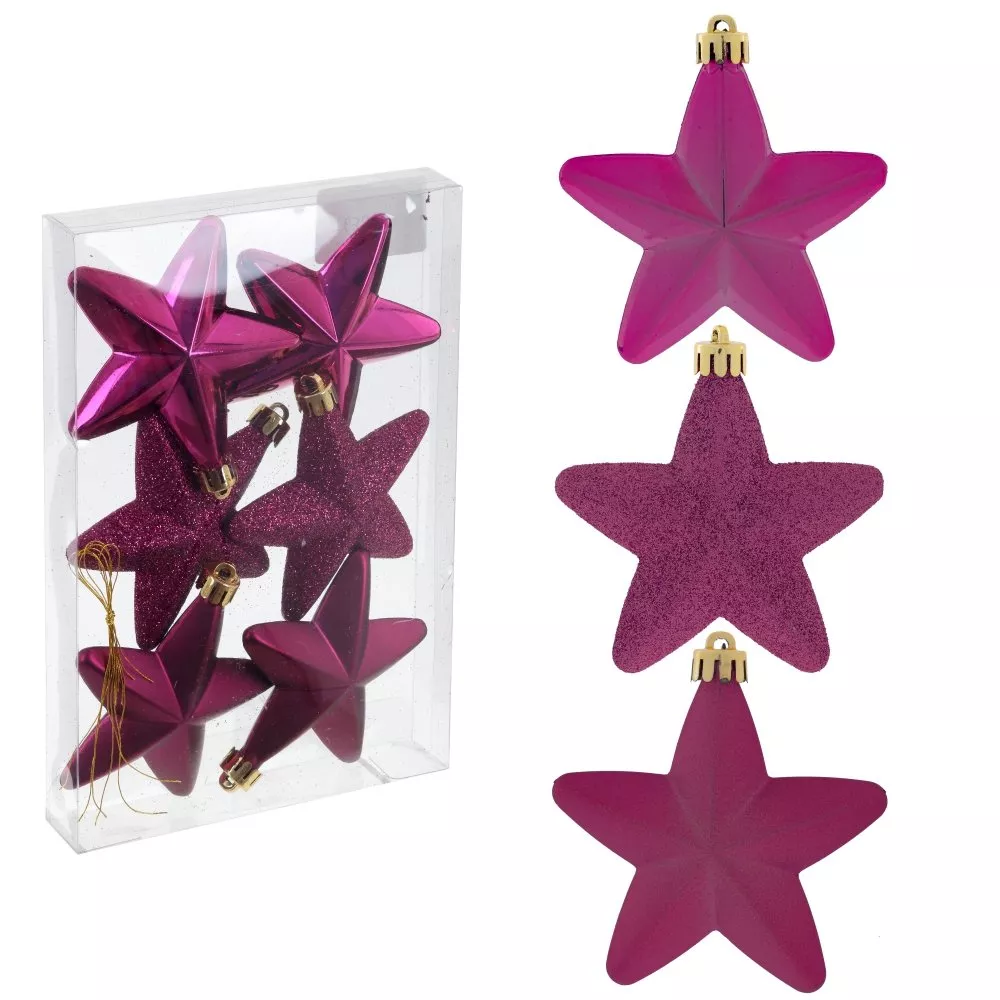 Украшение новогоднее Шар Звезда, фиолетовый набор из 6шт, 8х3х8см по цене 