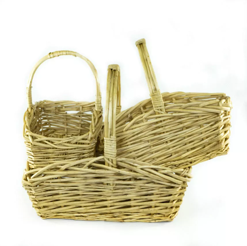 Набор корзин плетеных 3шт ива 45х33х21х39см, натуральный по цене 