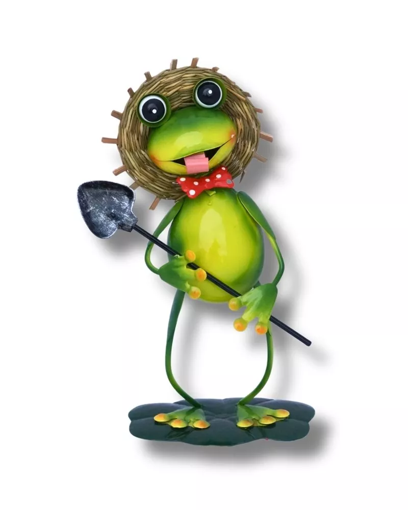 Фигура декоративная Лягушка в шляпе с лопаткой 30х18х10см, металл по цене 