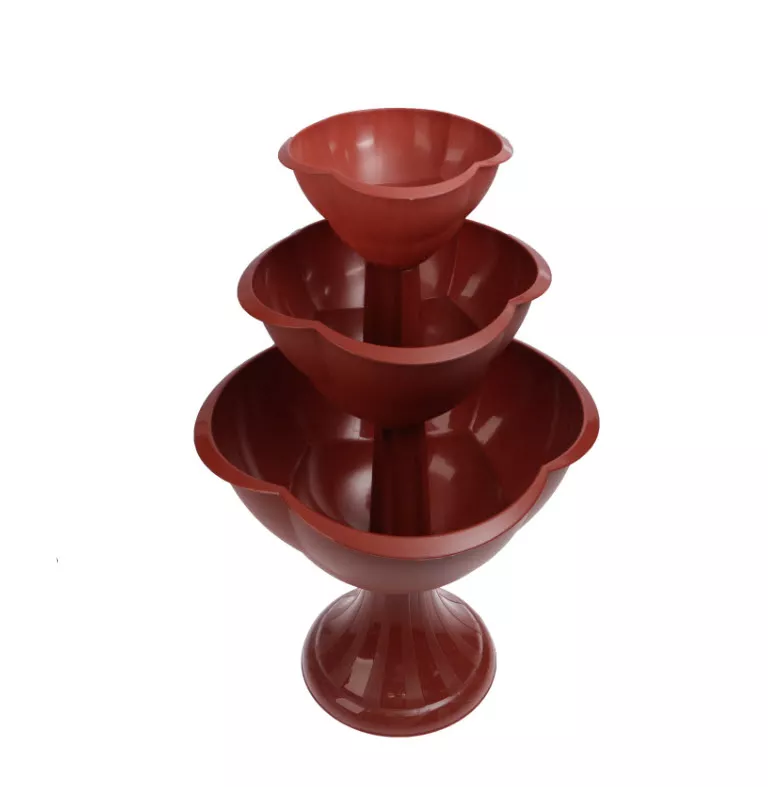 Вазон Клумба на высокой ножке Водопад 3 яруса 90см пластик, коричневый арт.3721371 по цене 