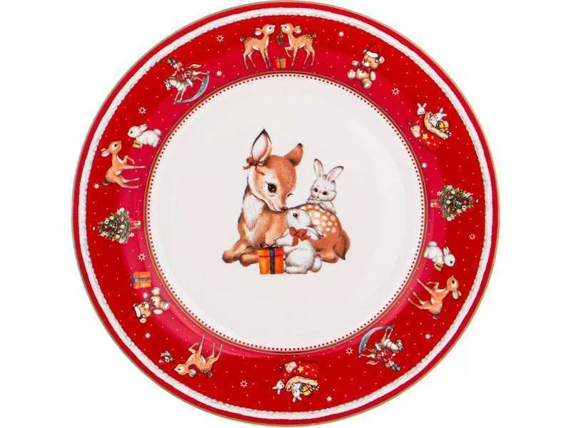 Тарелка закусочная Лефард С новым годом 19см красная, фарфор арт.85-1955 по цене 