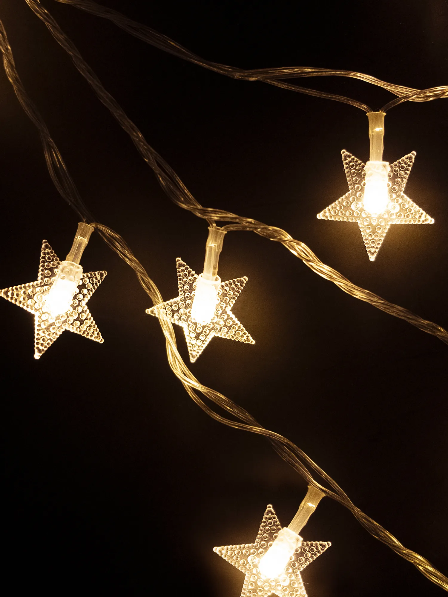 Электрогирлянда Нить Звезды 30LED теплый белый 4м, 8 режимов по цене 