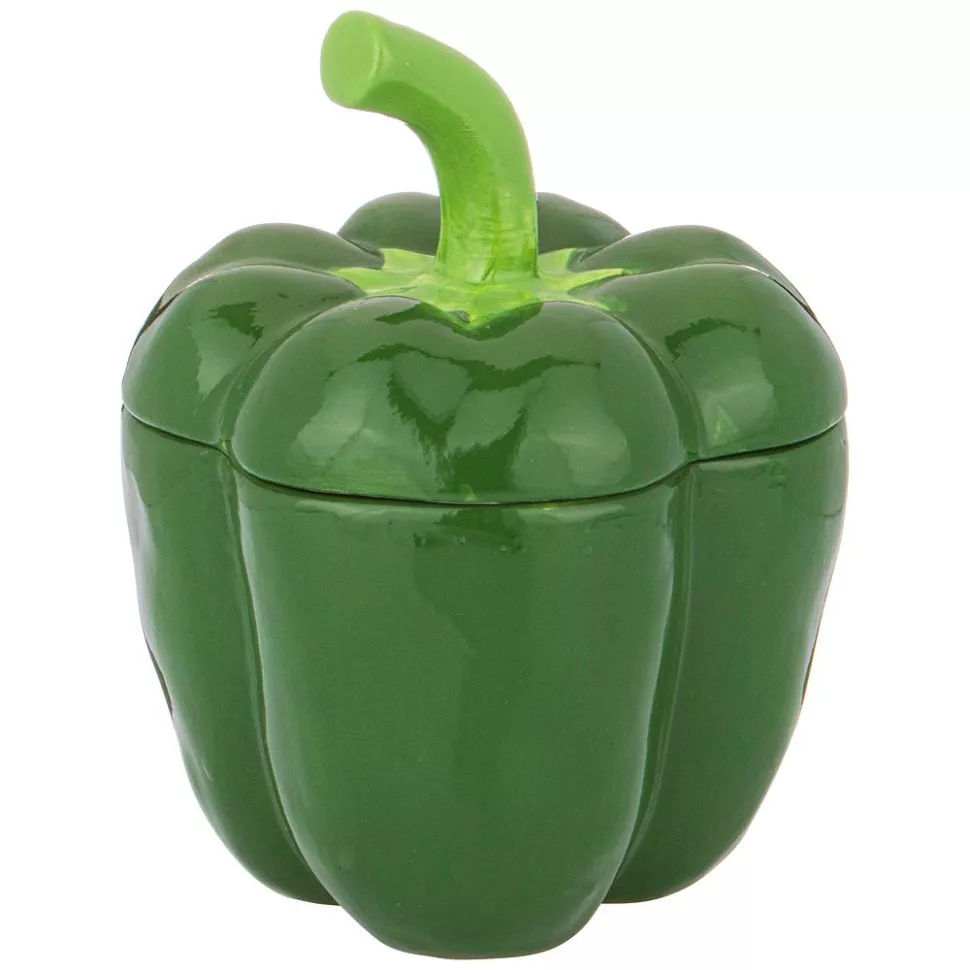 Блюдо для запекания с крышкой Перец, керамика зеленый 730мл 14х13х17см по цене 