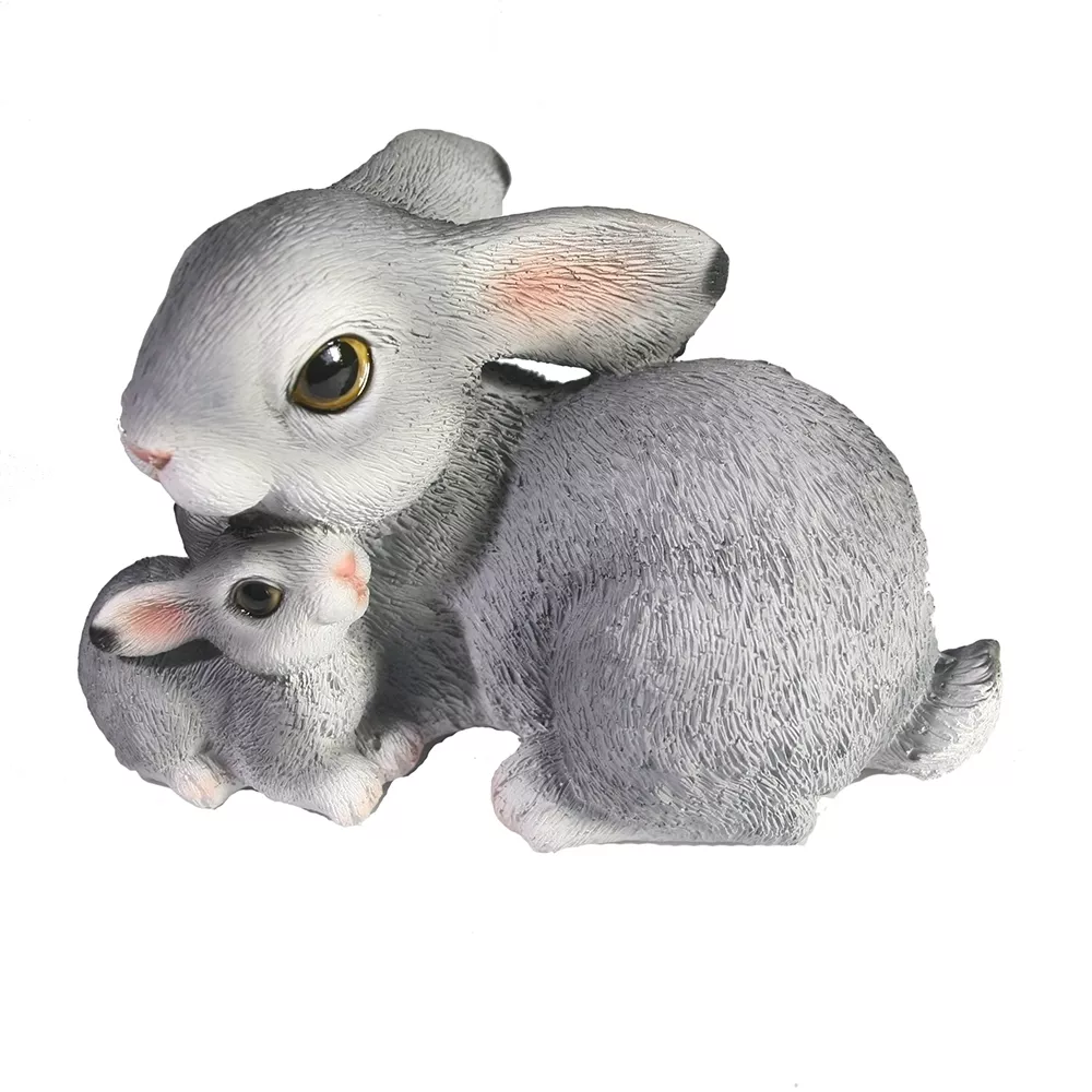 Фигура декоративная Зайчиха с зайченком 16х10х10см, полистоун арт.718249/F842 по цене 