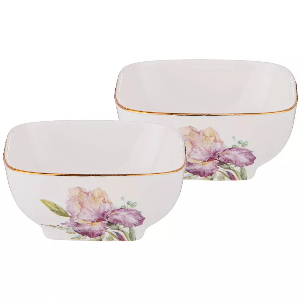 Набор салатников квадратных Лефард Ирис фарфор белый 2шт 8х4см 100мл по цене 