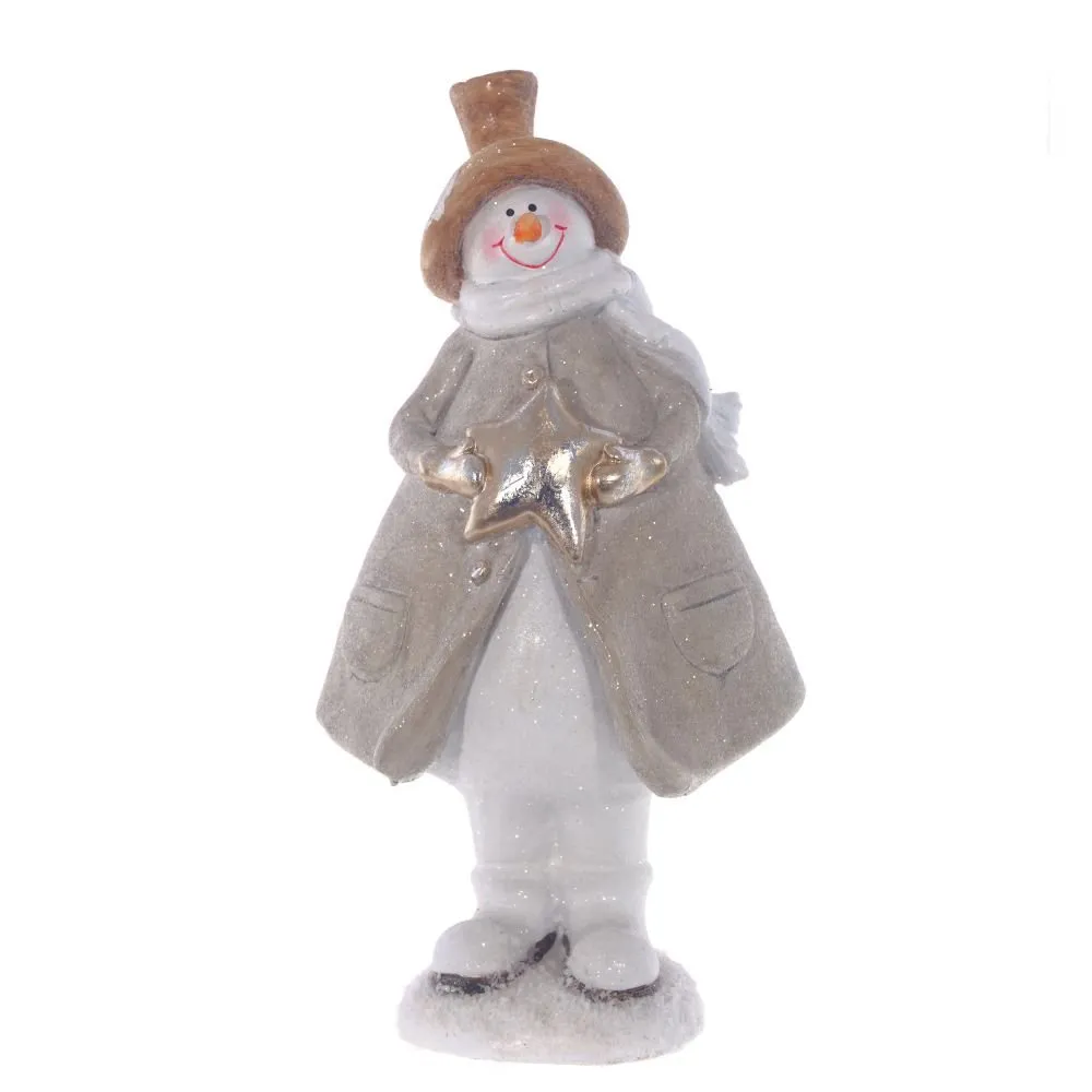 Фигурка декоративная Снеговик в пальто 12,5х10х24,5см по цене 