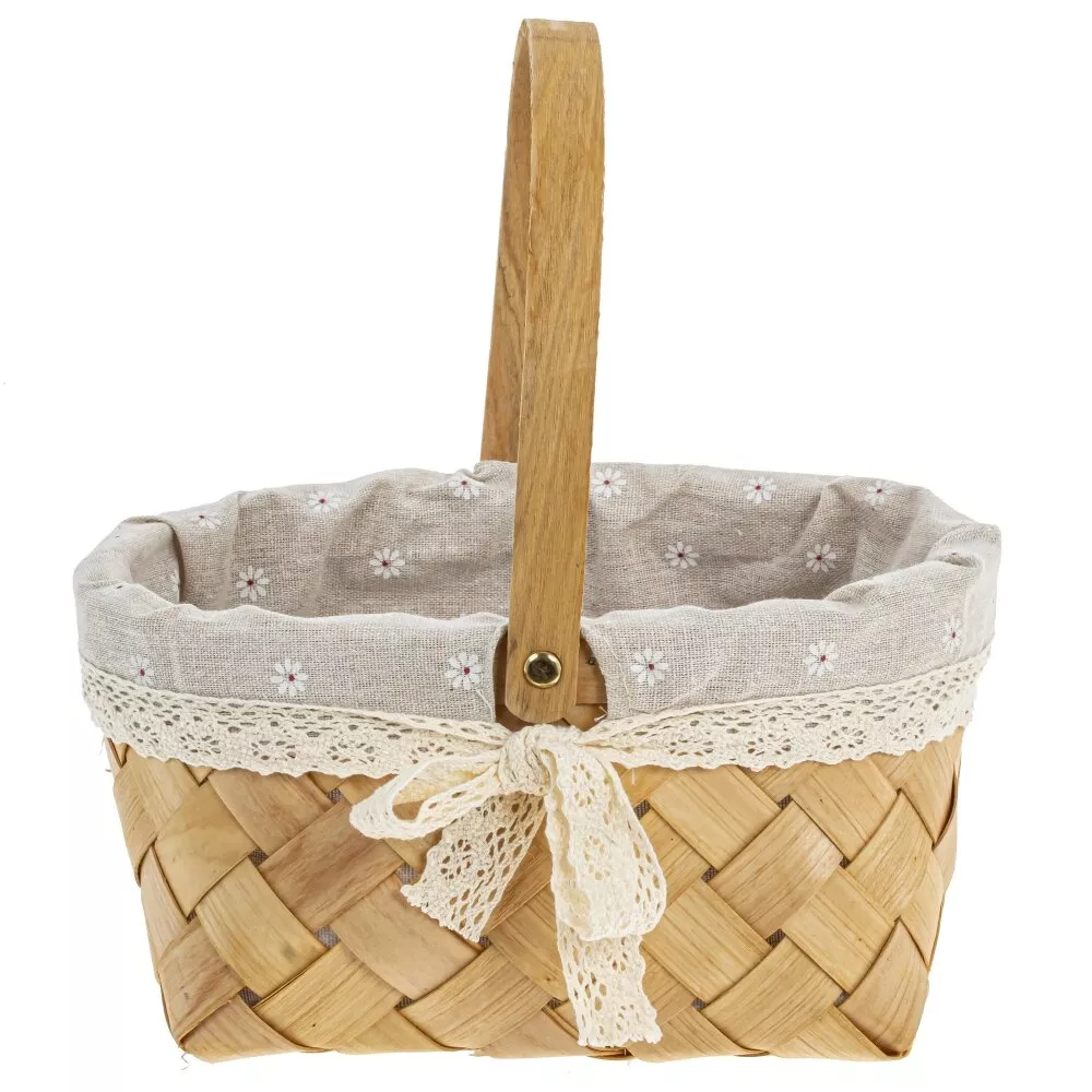 Корзина с вкладышем хлопок белый 26х20х14см дерево арт.785615 по цене 